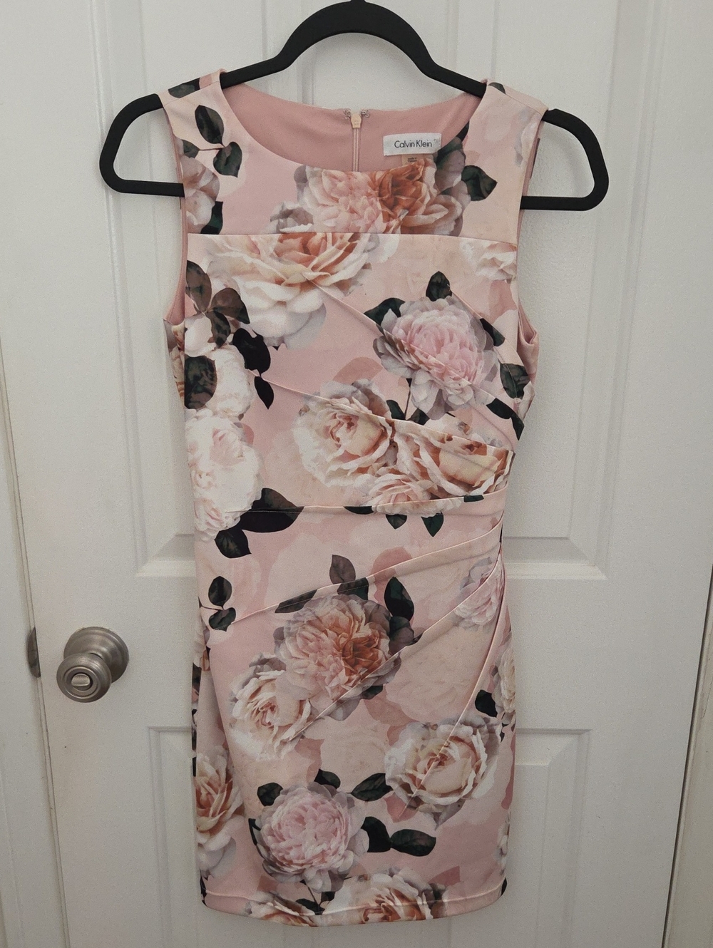 Calvin Klein Pink Floral Sleeveless Sheath Dress Approx size XS
